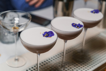 Glasses of coffee cocktails ready for serving