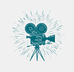 Camcorder, movie camera. Video shooting, cinema vector illustration