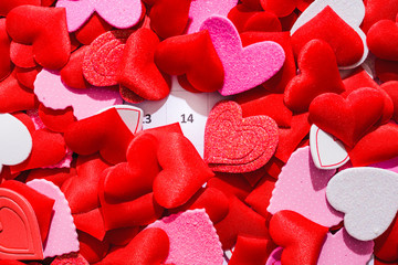 Background of many romantic red hearts for Valentine's day.