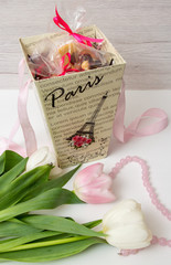 Festive packaging with desserts from the number 8