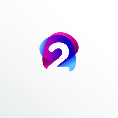 Initial Number 2 Funny Colorful Logo Design