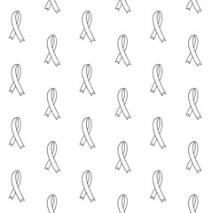 Vector seamless pattern of hand drawn doodle sketch cancer ribbon isolated on white background