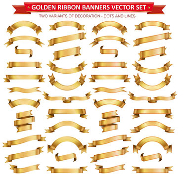 Golden Ribbon Banners Vector Collection