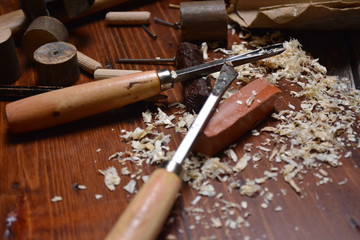 attrezzi da lavoro per falegnami e per restauro dei mobili di legno