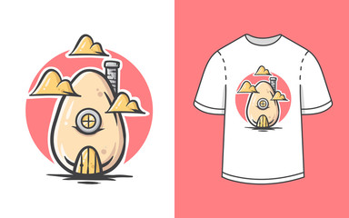 Cute egg house illustration t shirt design