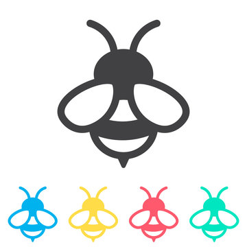 Bee multi color icon set. Simple glyph, flat vector of spring icons for ui and ux, website or mobile application