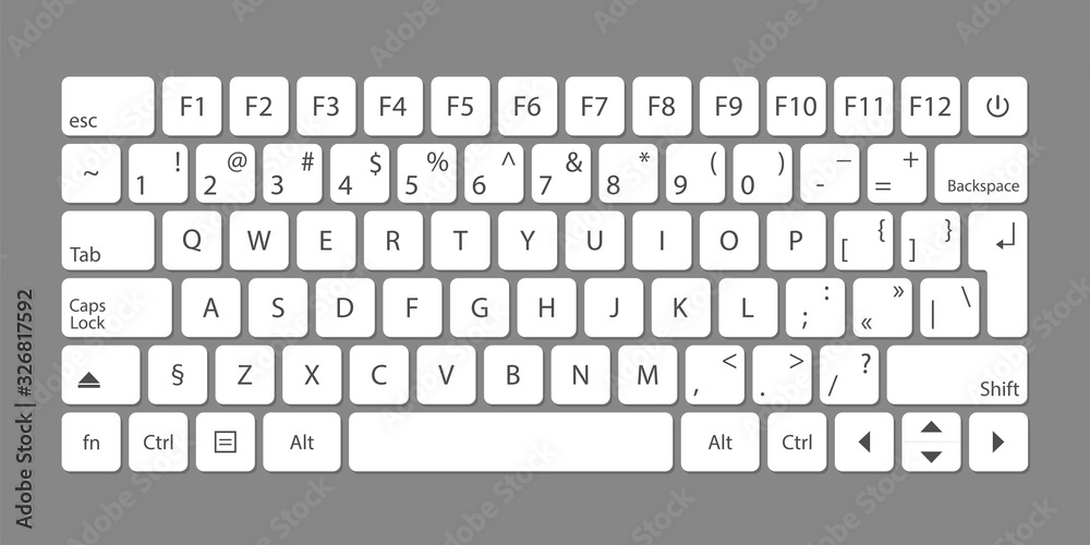 Poster modern flat web template with keyboard template on gray background.