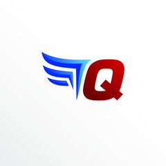 Initial Letter Q with Wing Logo Design