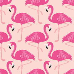 Vector seamless pattern with flamingos