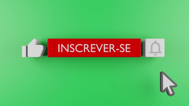 Subscribe Button Youtube With Bell Notification (Green Background - Chroma key) Subscribe in Brazilian Portuguese