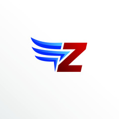 Initial Letter Z with Wing Logo Design