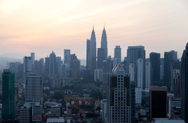 Timelapse of Kuala Lumpur city skyline during beautiful sunrise
