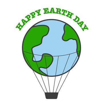 Vector card for Earth Day. Go green and save the planet. Balloon concept