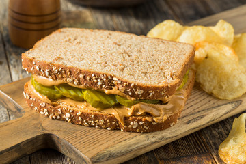 Homemade Peanut Butter and Pickle Sandwich