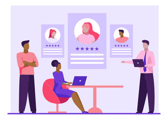 Best employees rating. Employers and recruit agents choosing job candidate flat vector illustration. Human resource, career concept for banner, website design or landing web page