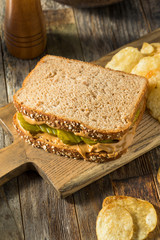 Homemade Peanut Butter and Pickle Sandwich