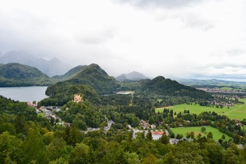 Fototapeta na wymiar The bavarian countryside as seen from Neuschwanstein Castle