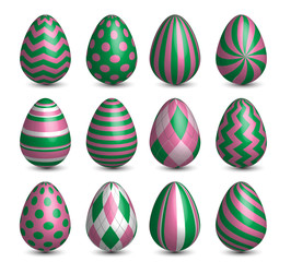 Pink and Green 3D Easter Eggs