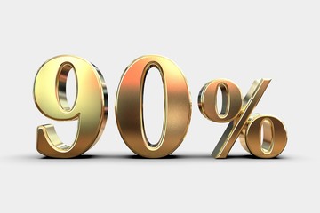 3d 90% Off Discount Promotion Sale Sign Made of Realistic 3d Gold Numbers