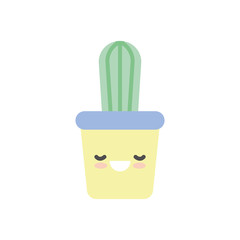 Isolated kawaii cactus inside pot flat style icon vector design
