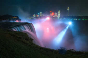 Niagara falls at night , New York 