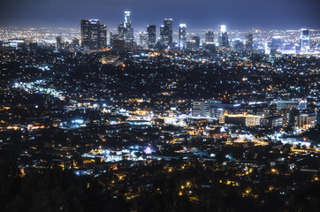 Fototapeta premium Night in Los Angeles downtown, California