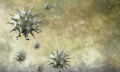 coronavirus cells outbreak, epidemic of coronavirus disease 2019-2020. COVID-19, caused by the SARS-CoV-2 virus. 3d rendering