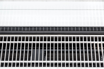 Trench heating with displacement ventilation of metal grill for draught-free ventilation, close up...