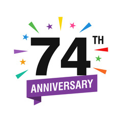 74th Years Anniversary Logo Design Vecto