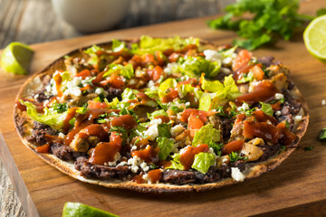 Homemade Big Tostada with Chicken