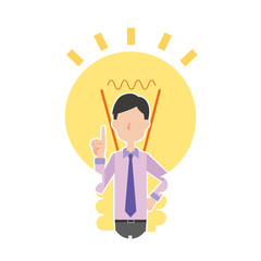 アイデア　会社員　サラリーマン　電球　閃き