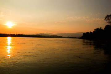 sunset view at Mekong river 