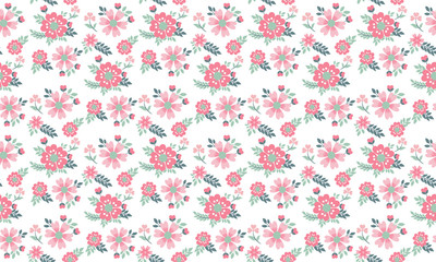 Elegant Poster for spring, with leaf and floral pattern background design.