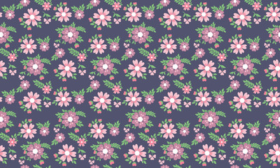 Simple leaf and flower pattern background for spring, with leaf and floral drawing.