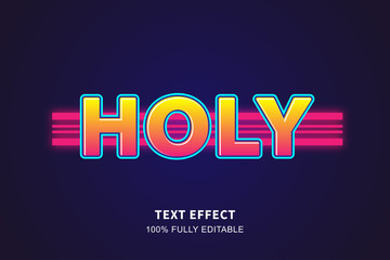 Fototapeta premium Holy retro neon text effect, editable text