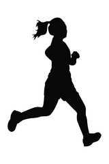 Female runner silhouette vector, athlete
