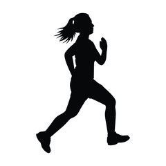 Fototapeta na wymiar Female runner silhouette vector, athlete