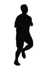 Male runner silhouette vector, athlete