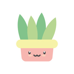 Isolated kawaii plant inside pot flat style icon vector design