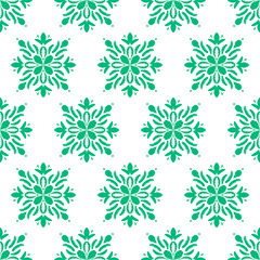Green seamless mandala pattern, flower boho ornament.