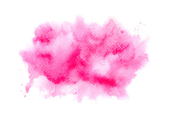 watercolor brush of splash color pink on paper.