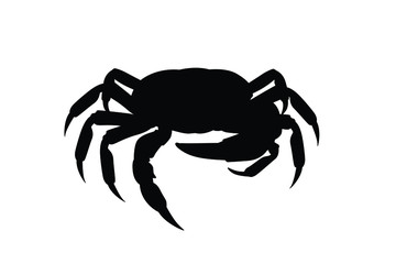 Crab silhouette vector, animal wildlife