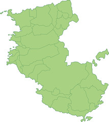 Obraz premium 和歌山県の地図_市町村ごとに色を変えられます