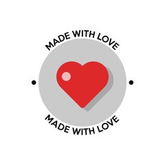 Made With Love icon. Flat style illustration. Isolated on white background. 