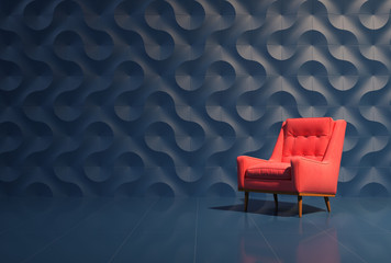3d render the armchair on blue abstract background 