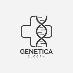 Human DNA and genetic vector icon design illustration