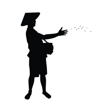 silhouette farmer sowing seeds clip art preview