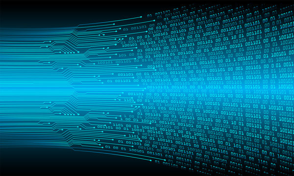 Blue cyber binary circuit future technology concept background