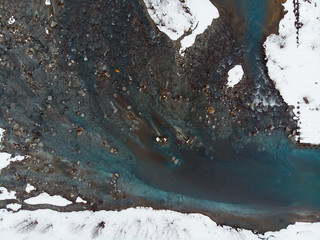 Top down view during winter of the reservoir where the Shirogane Blue Pond draws it water from