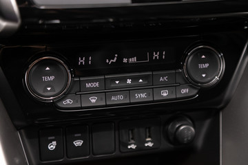 Car, vehicle interior with visible climate controls, adjustment of the fragment of instrument panel..